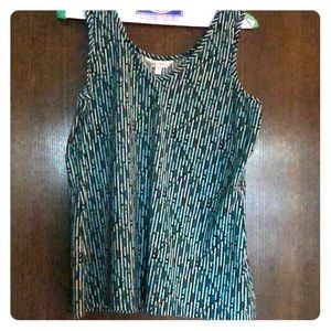 Travelsmith petite medium tank top green & black.